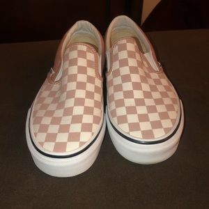 vans rose gold checkered